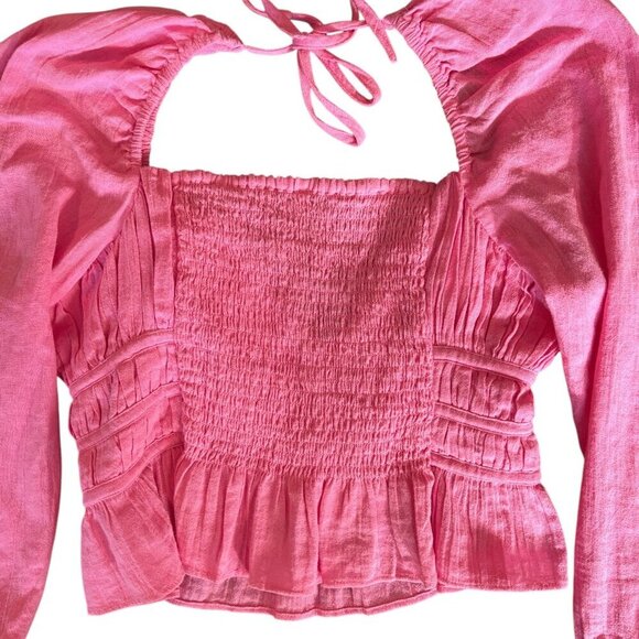 Free People Top Women's Size Medium Pink Chloe Blouse - Picture 8 of 10